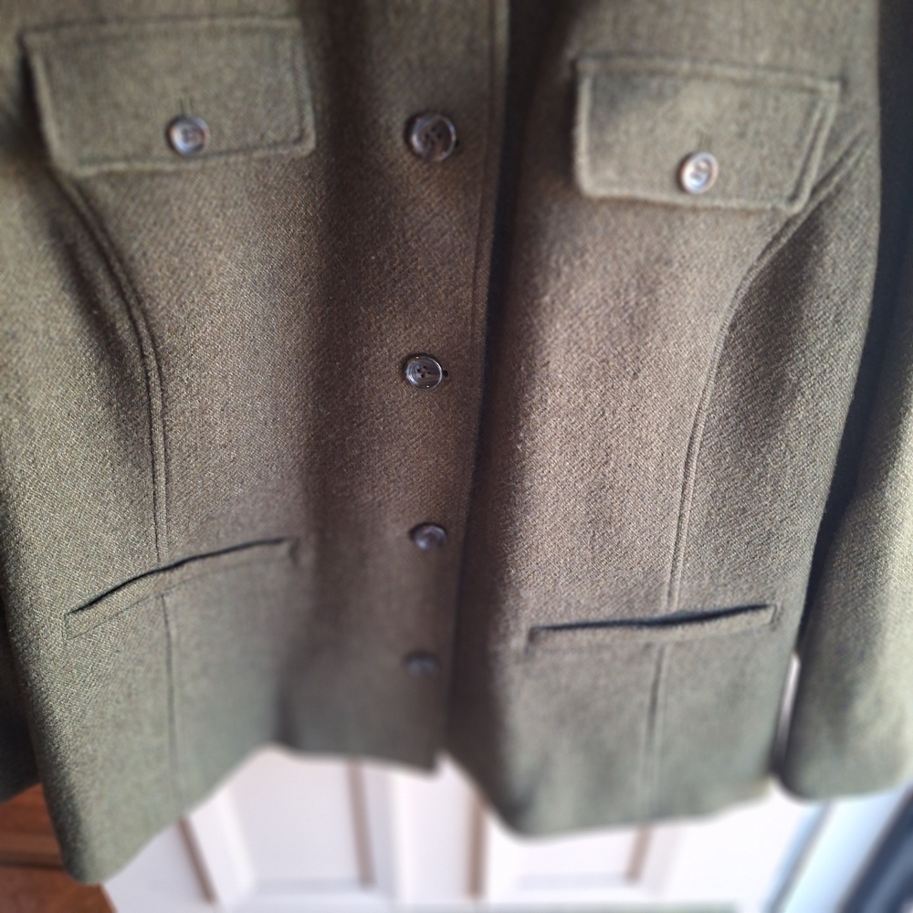 Talbots Olive Mossy Green Wool Viscose Button-Up Blazer 22W - Picture 4 of 16